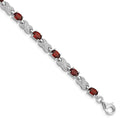 Sterling Silver Rhodium-plated Garnet Bracelet