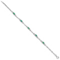 Sterling Silver Rhodium-plated Emerald and Diamond Bracelet