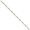 Sterling Silver Rhodium-plated Peridot Bracelet