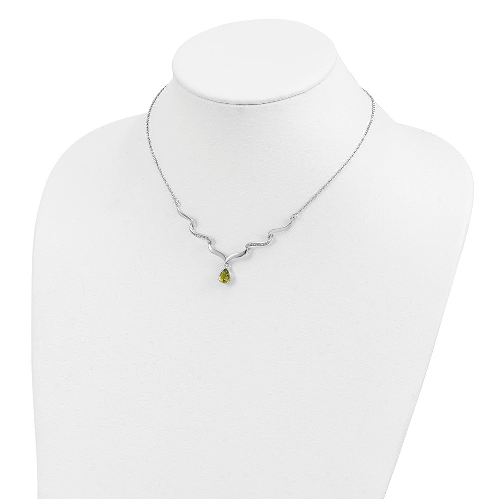 Sterling Silver RH Plated Peridot and White Topaz with 2in. Ext Necklace