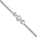 Sterling Silver CZ 7.5in 3-stone Bracelet