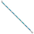 Sterling Silver Rhodium-plated Lab Created Opal Bars 7inch Bracelet