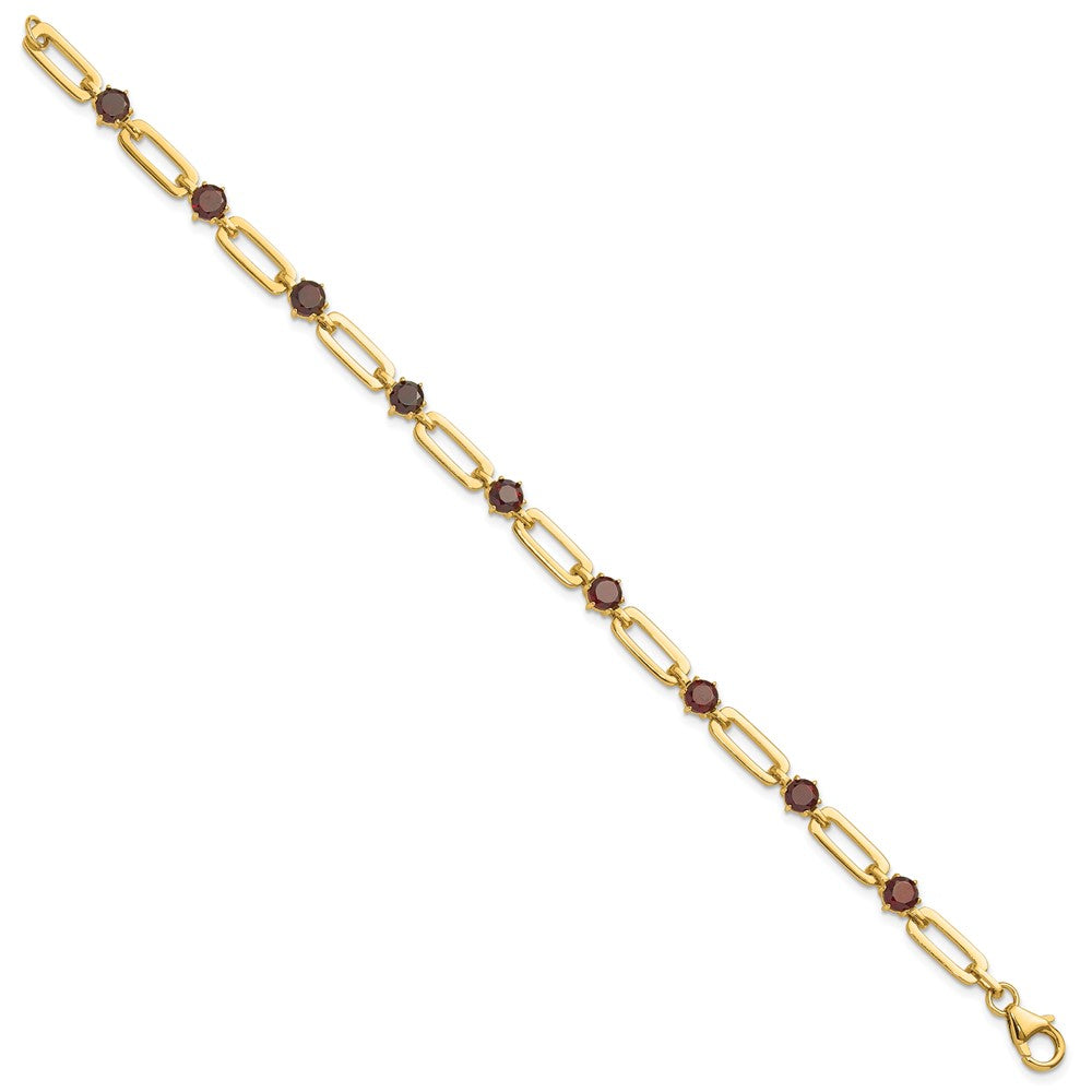 Sterling Silver Gold-tone 5mm 4.05GA Garnet Paperclip Chain Bracelet
