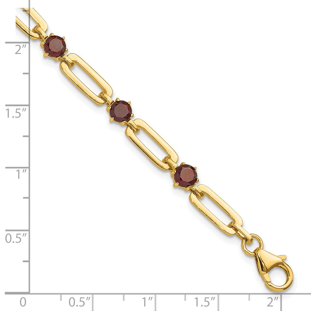 Sterling Silver Gold-tone 5mm 4.05GA Garnet Paperclip Chain Bracelet