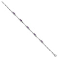 SS Rhodium-plated Amethyst and Diamond Heart 7.5in Bracelet