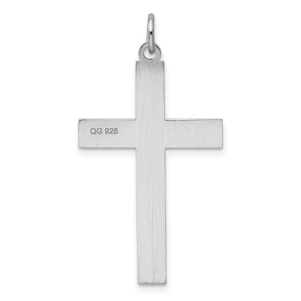 Sterling Silver Rhodium-plated Laser Cut Cross Pendant
