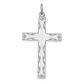 Sterling Silver Rhodium-plated Laser Cut Cross Pendant