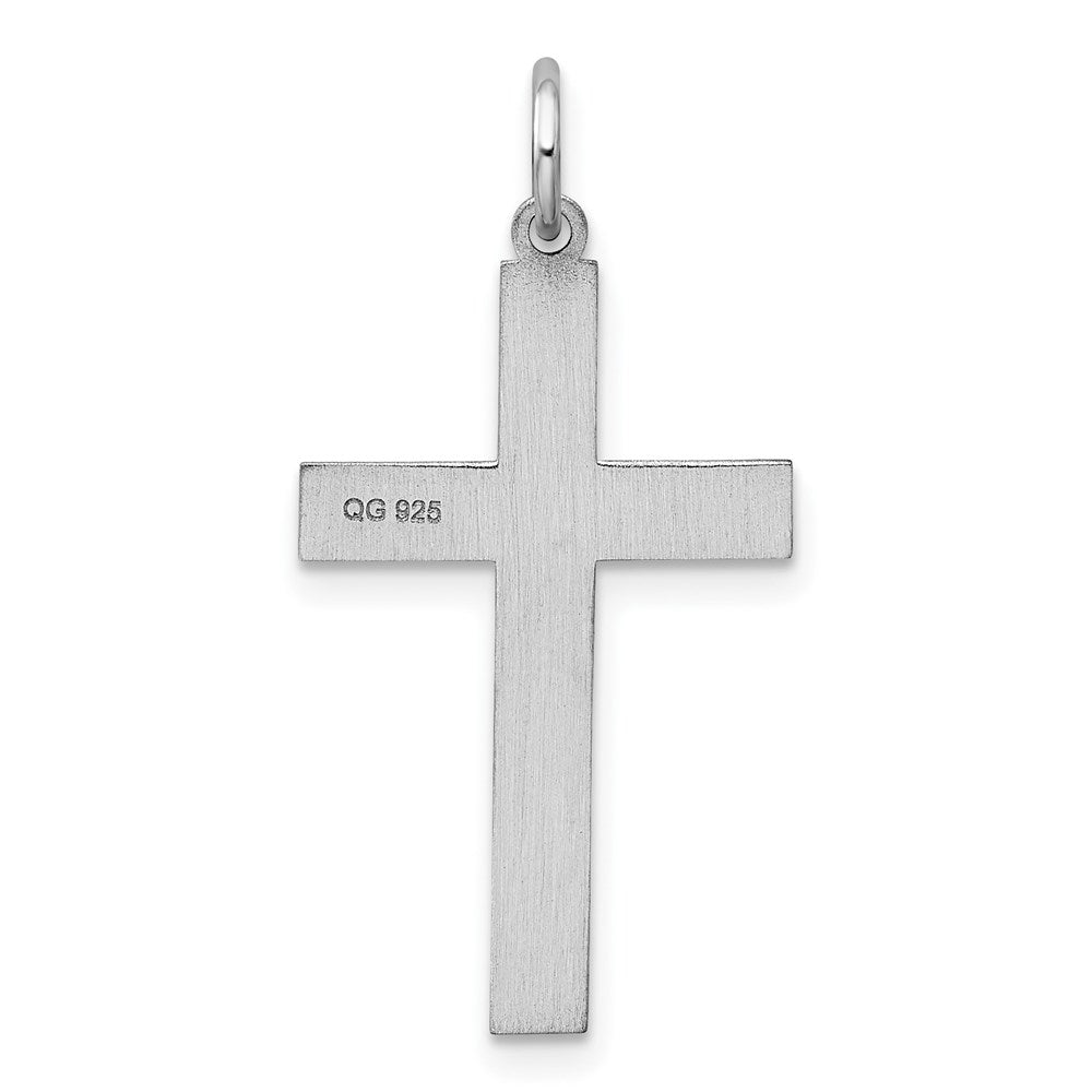 Sterling Silver Rhodium-plated Laser Cut Cross Pendant