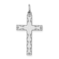 Sterling Silver Rhodium-plated Laser Cut Cross Pendant