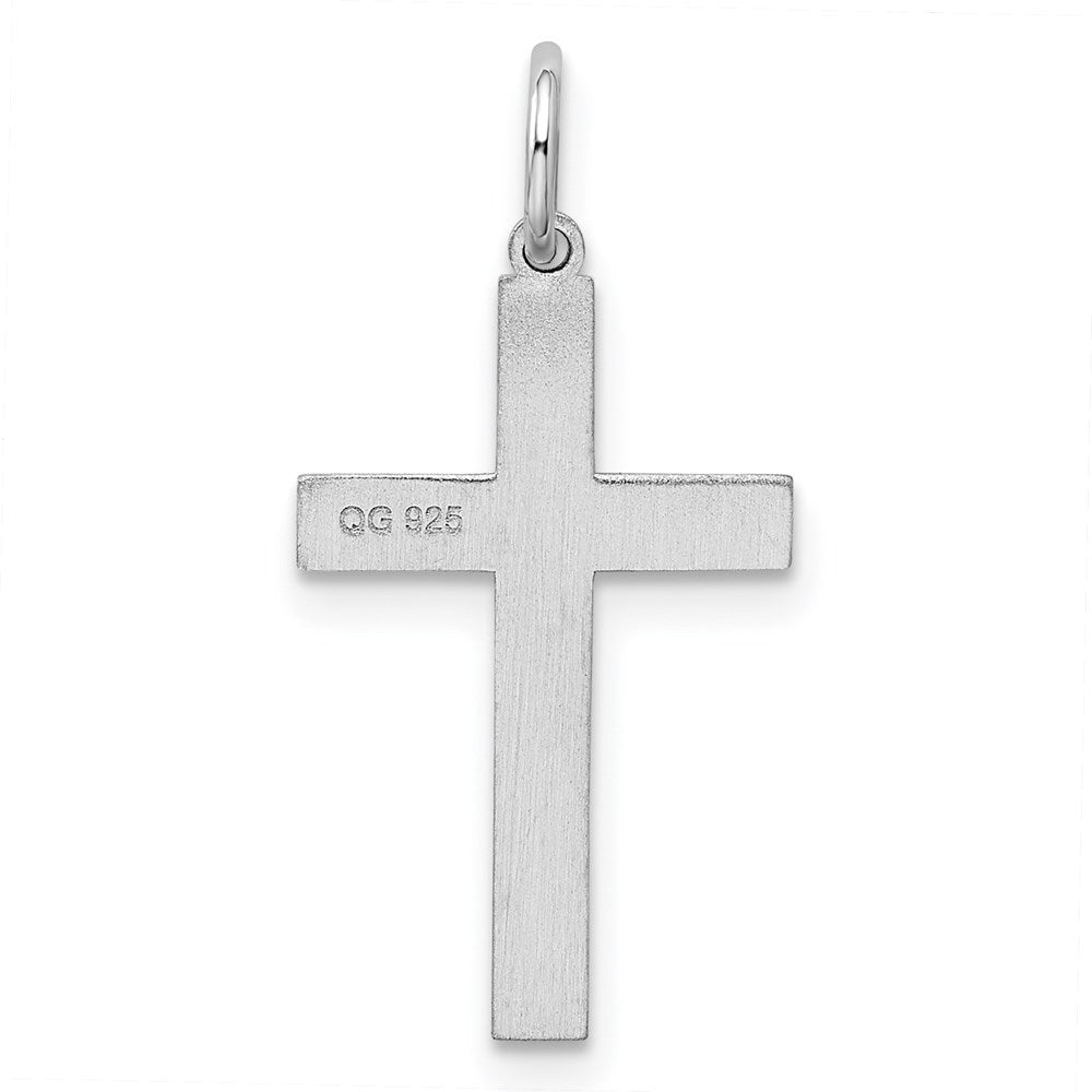 Sterling Silver Rhodium-plated Laser Cut Cross Pendant