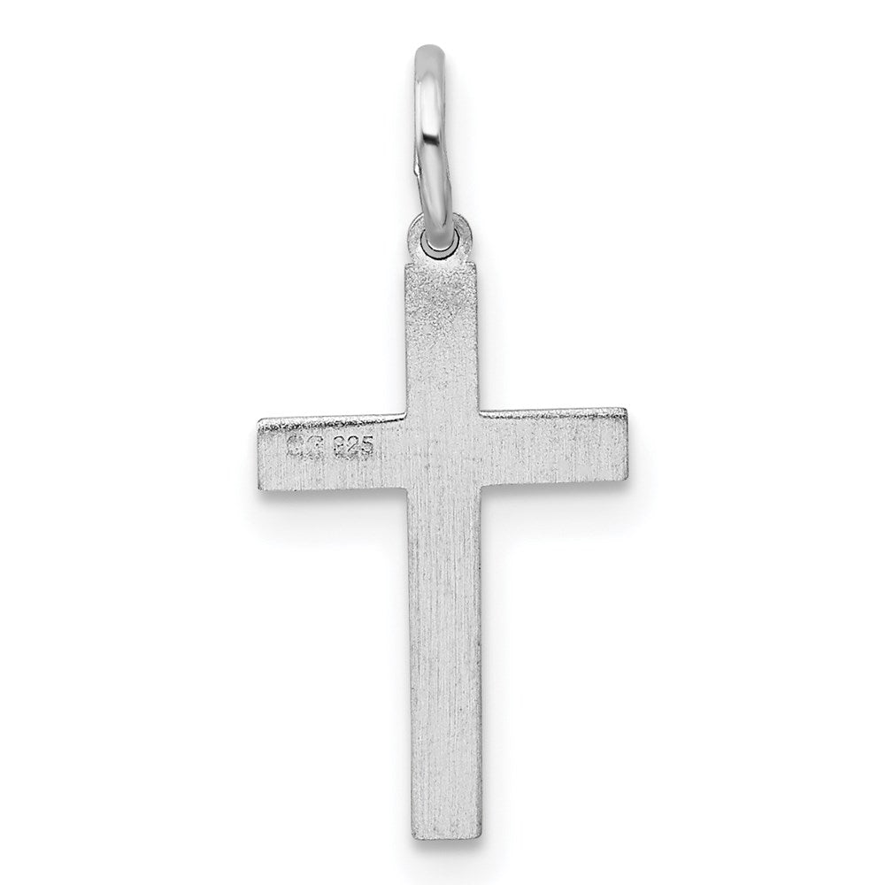 Sterling Silver Rhodium-plated Laser Cut Cross Charm