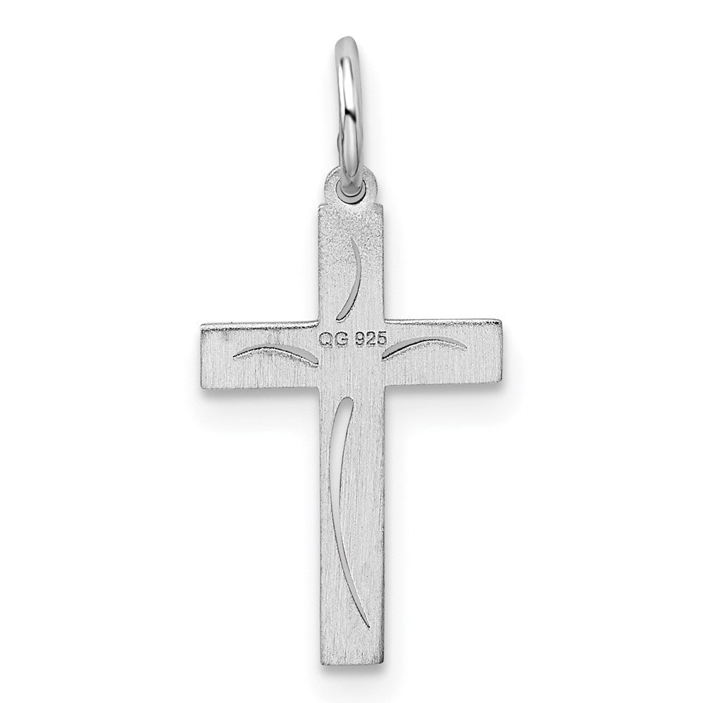 Sterling Silver Rhodium-plated Laser Cut Cross Charm