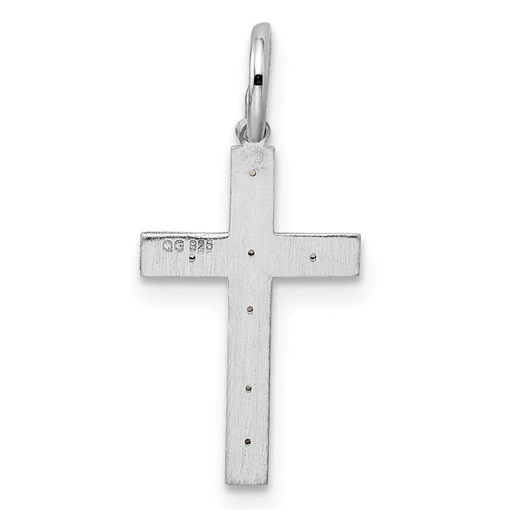 Sterling Silver Rhodium-plated Laser Cut Cross Pendant