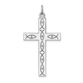 Sterling Silver Rhodium-plated Laser Cut Cross Pendant