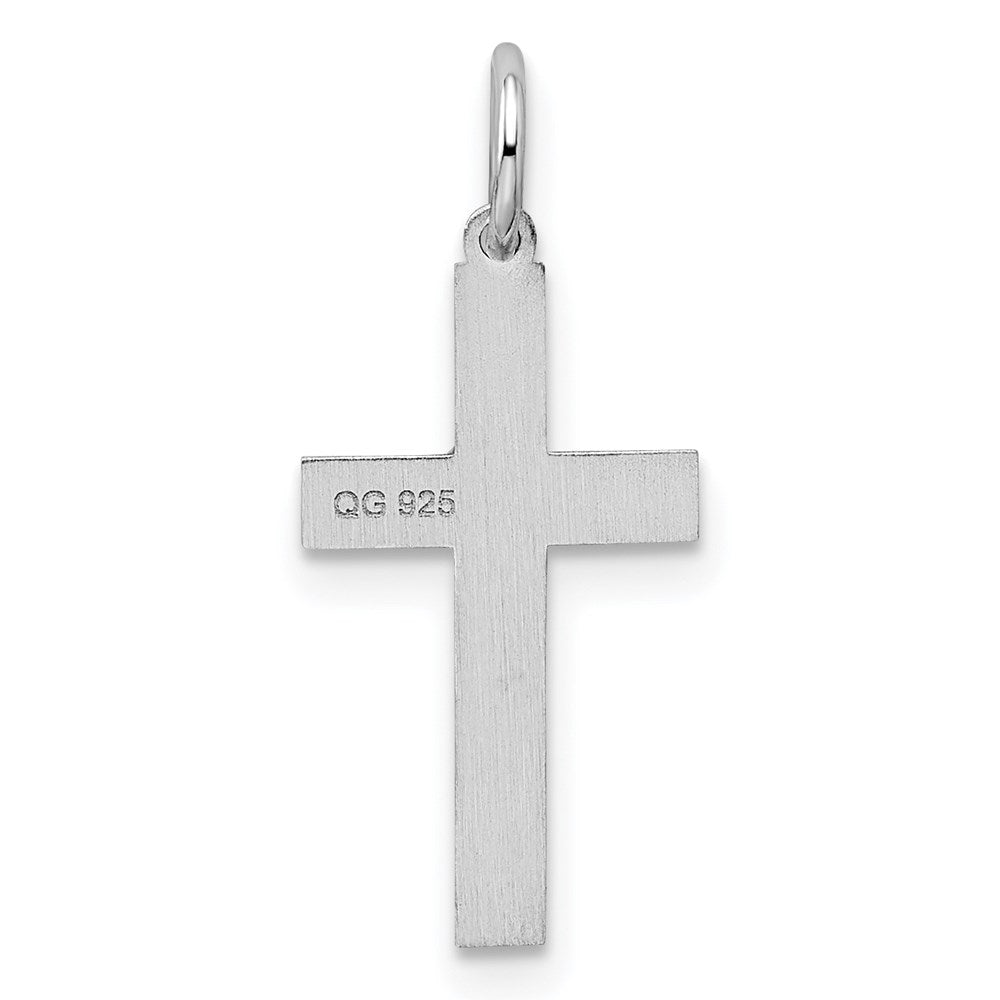 Sterling Silver Rhodium-plated Laser Cut Cross Charm