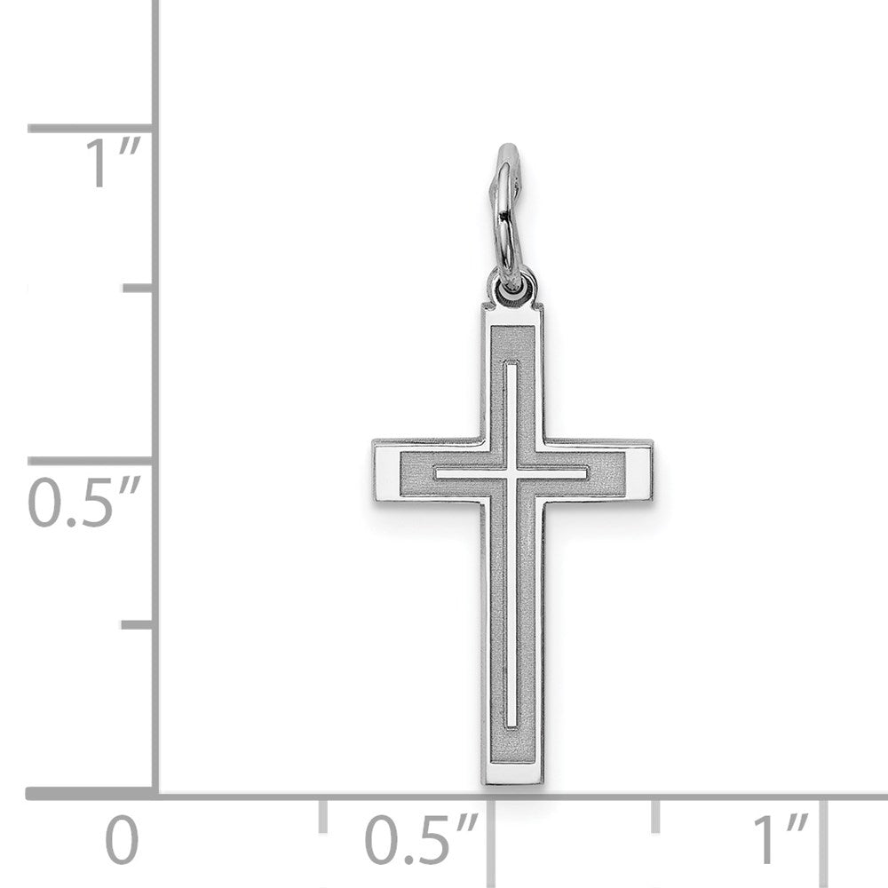 Sterling Silver Rhodium-plated Laser Cut Cross Charm