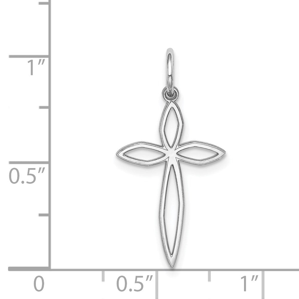 Sterling Silver Rhodium-plated Laser Cut Cross Pendant