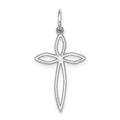 Sterling Silver Rhodium-plated Laser Cut Cross Pendant