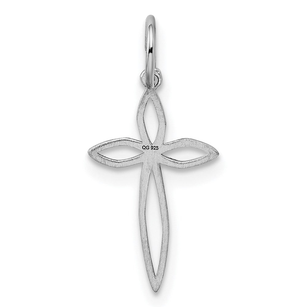 Sterling Silver Rhodium-plated Laser Cut Cross Charm