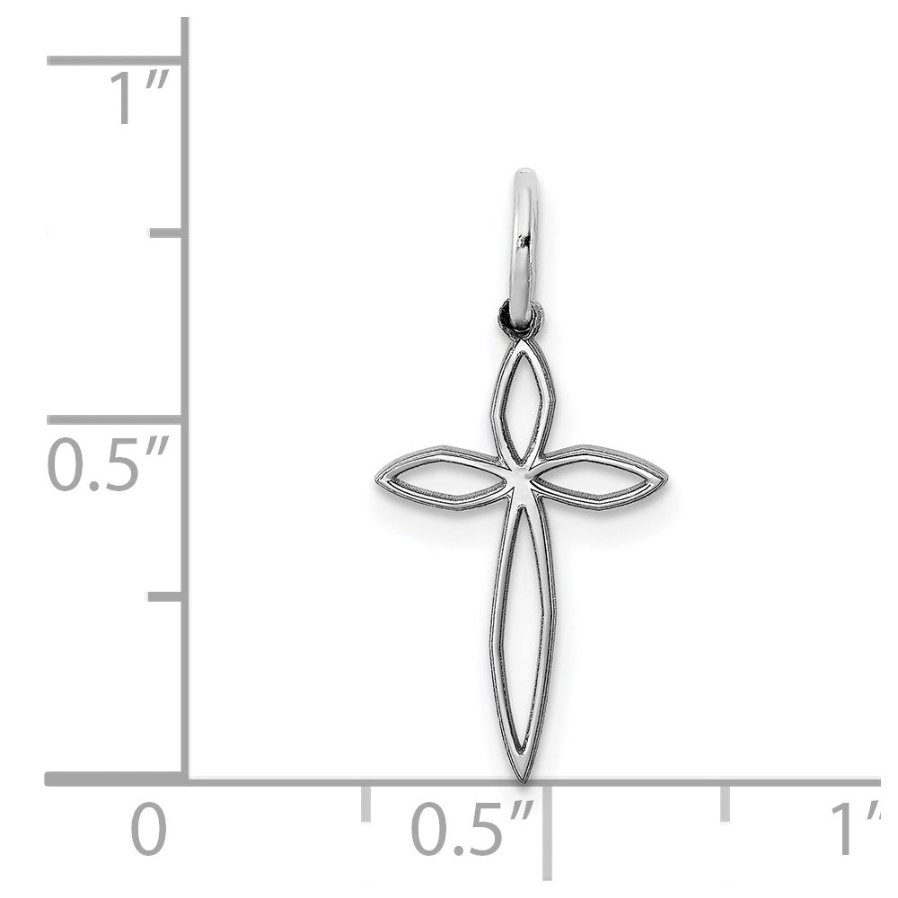 Sterling Silver Rhodium-plated Laser Cut Cross Charm