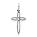 Sterling Silver Rhodium-plated Laser Cut Cross Charm