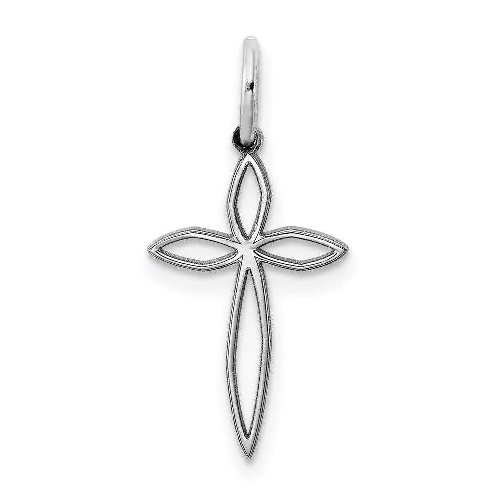 Sterling Silver Rhodium-plated Laser Cut Cross Charm