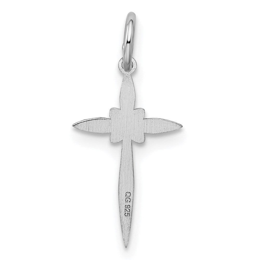 Sterling Silver Rhodium-plated Laser Cut Cross Charm