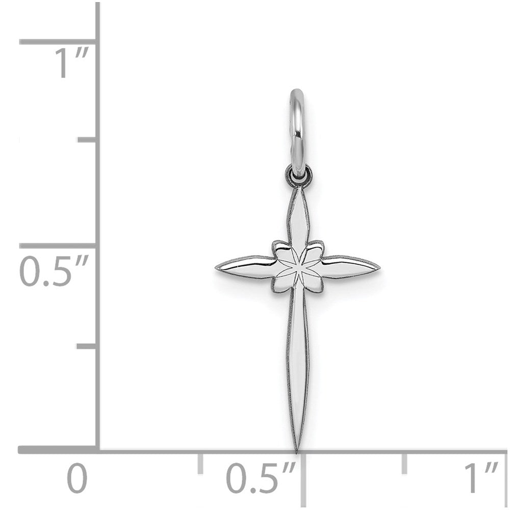 Sterling Silver Rhodium-plated Laser Cut Cross Charm