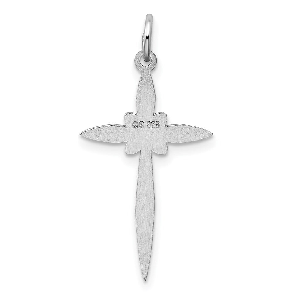 Sterling Silver Rhodium-plated Laser Cut Cross Pendant