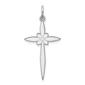 Sterling Silver Rhodium-plated Laser Cut Cross Pendant
