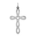Sterling Silver Rhodium-plated Laser Cut Cross Pendant