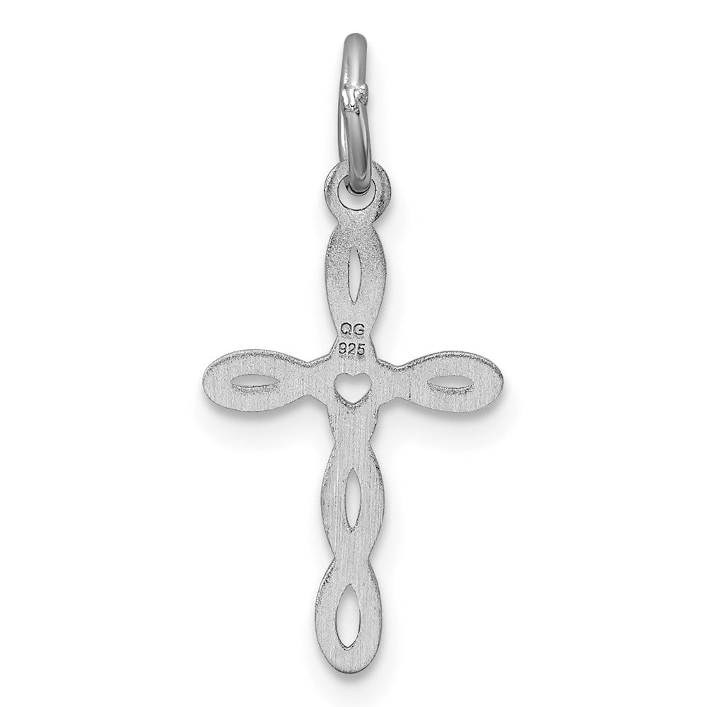 Sterling Silver Rhodium-plated Laser Cut Cross Charm