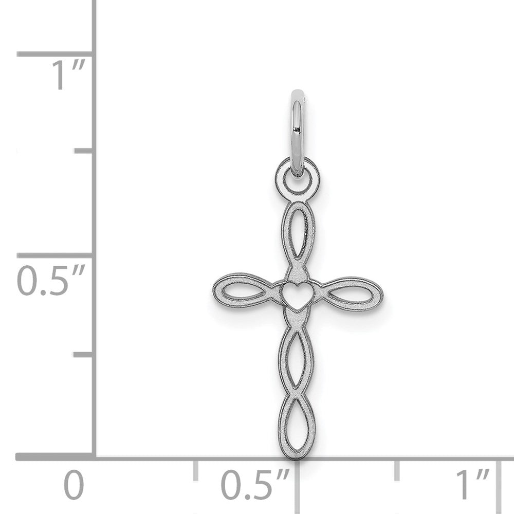 Sterling Silver Rhodium-plated Laser Cut Cross Charm