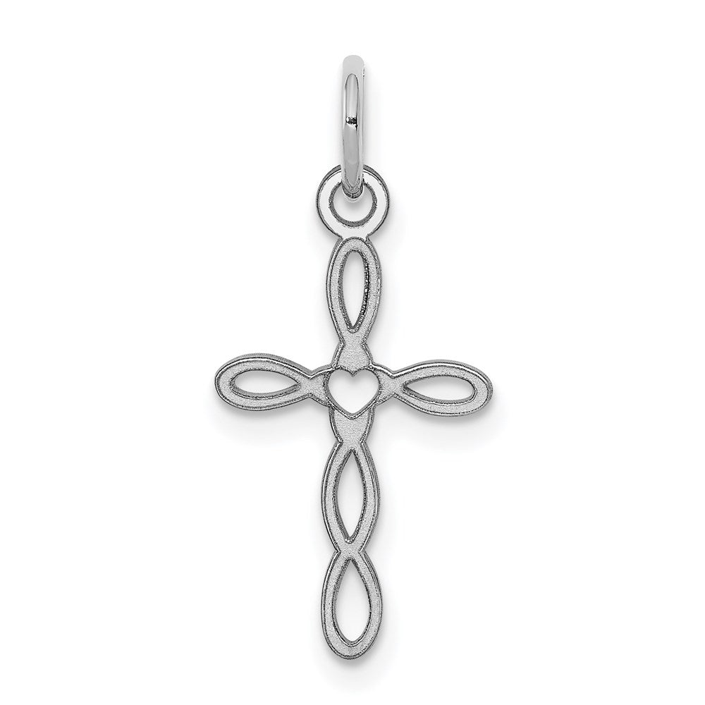 Sterling Silver Rhodium-plated Laser Cut Cross Charm