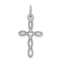 Sterling Silver Rhodium-plated Laser Cut Cross Charm