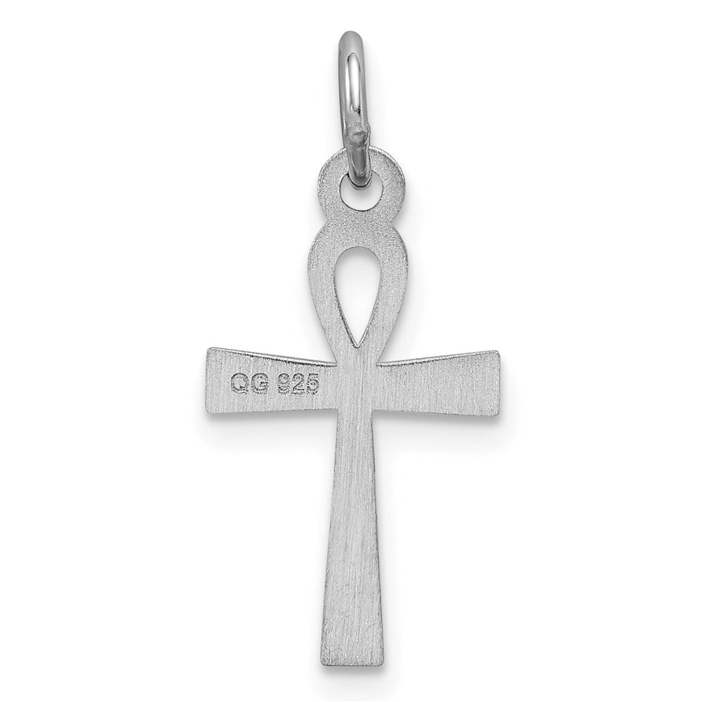 Sterling Silver Rhodium-plated Laser Cut Cross Charm