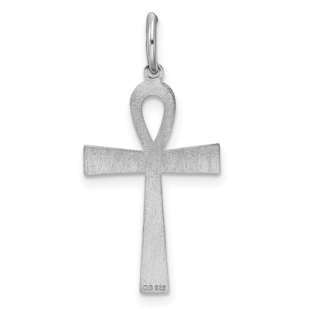Sterling Silver Rhodium-plated Laser Cut Cross Pendant