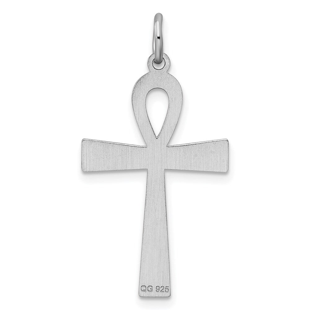 Sterling Silver Rhodium-plated Laser Cut Cross Pendant