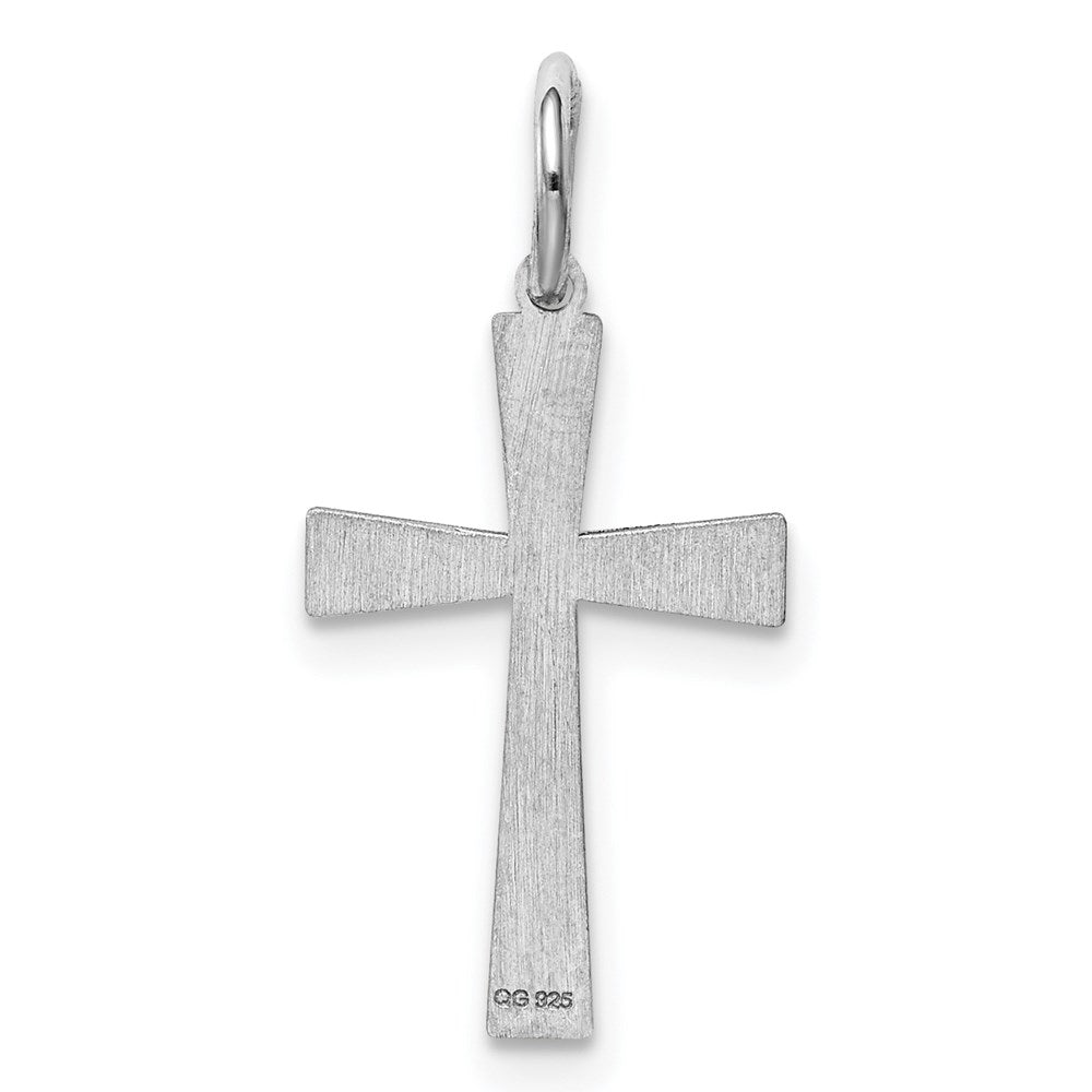 Sterling Silver Rhodium-plated Laser Cut Cross Charm