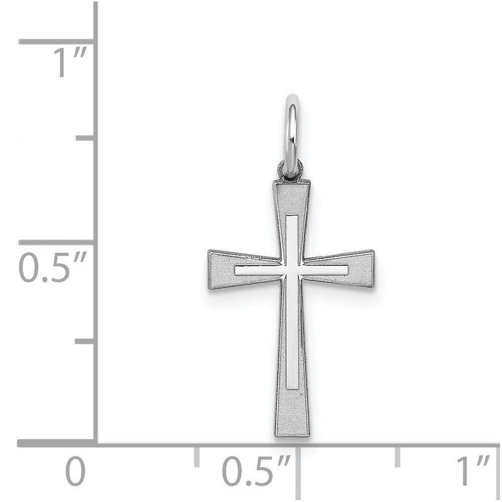 Sterling Silver Rhodium-plated Laser Cut Cross Charm