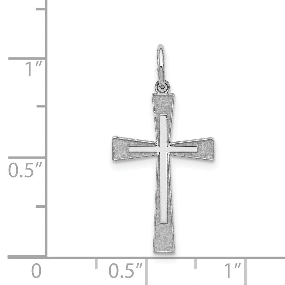 Sterling Silver Rhodium-plated Laser Cut Cross Pendant