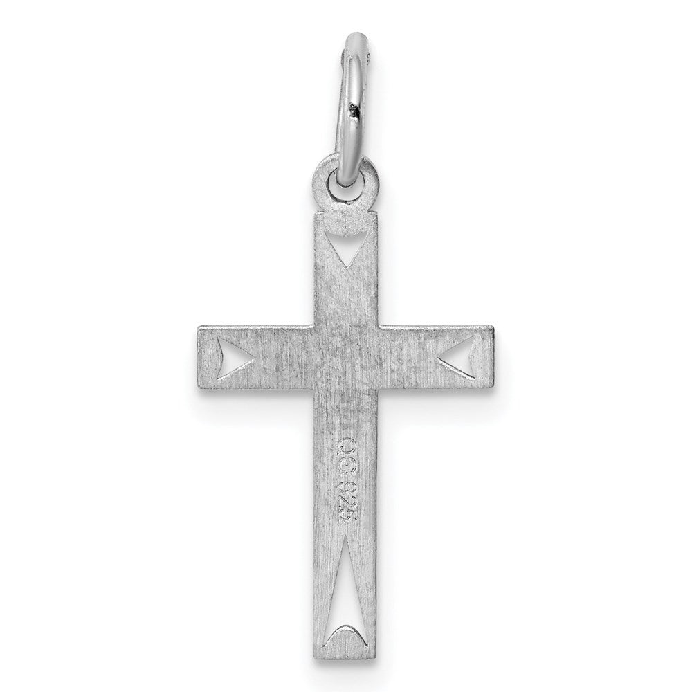 Sterling Silver Rhodium-plated Laser Cut Cross Charm