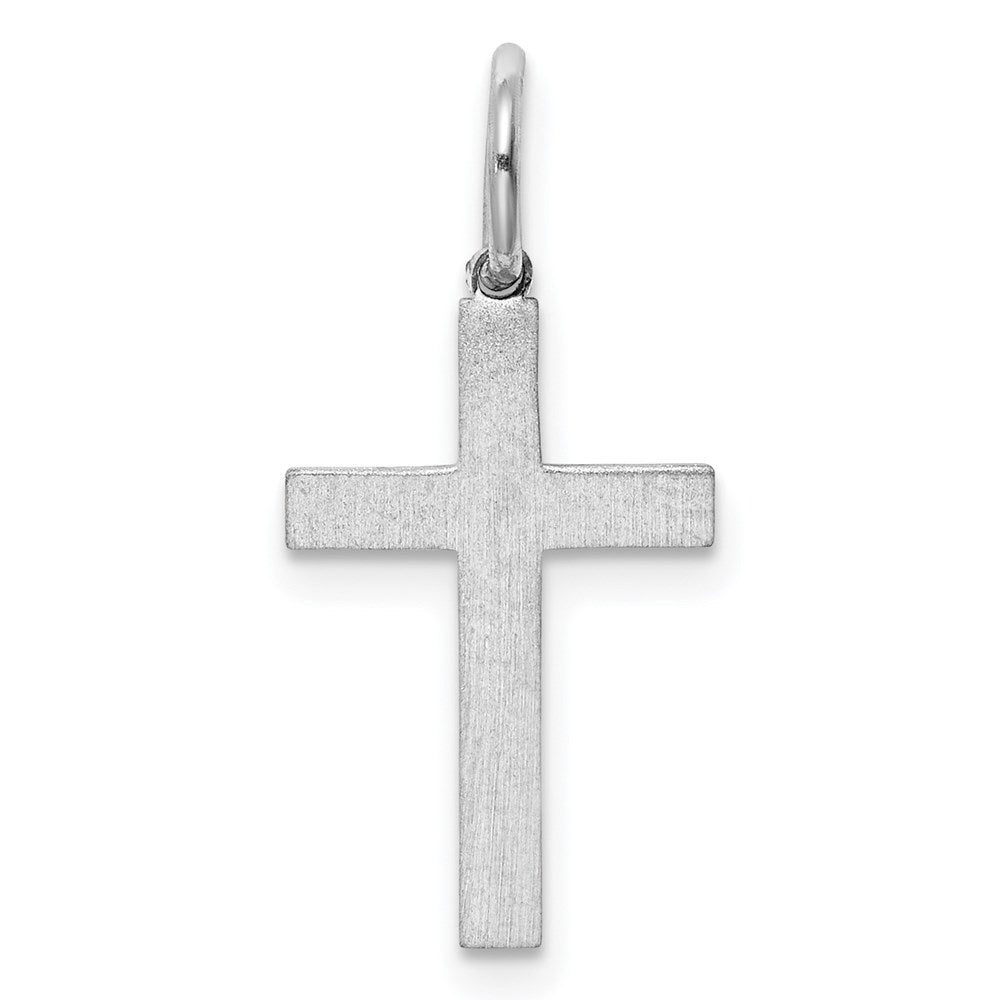 Sterling Silver Rhodium-plated Laser Cut Cross Charm
