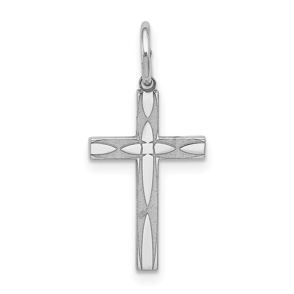 Sterling Silver Rhodium-plated Laser Cut Cross Charm