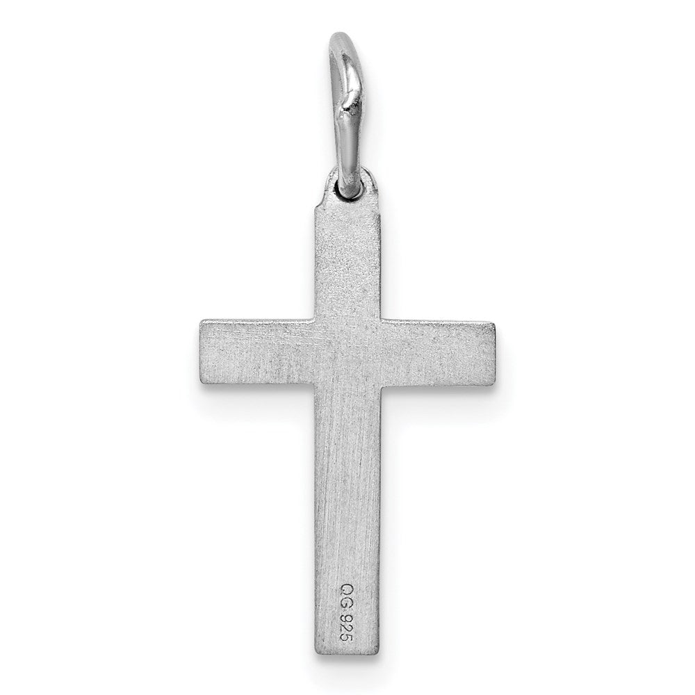 Sterling Silver Rhodium-plated Laser Cut Cross Charm