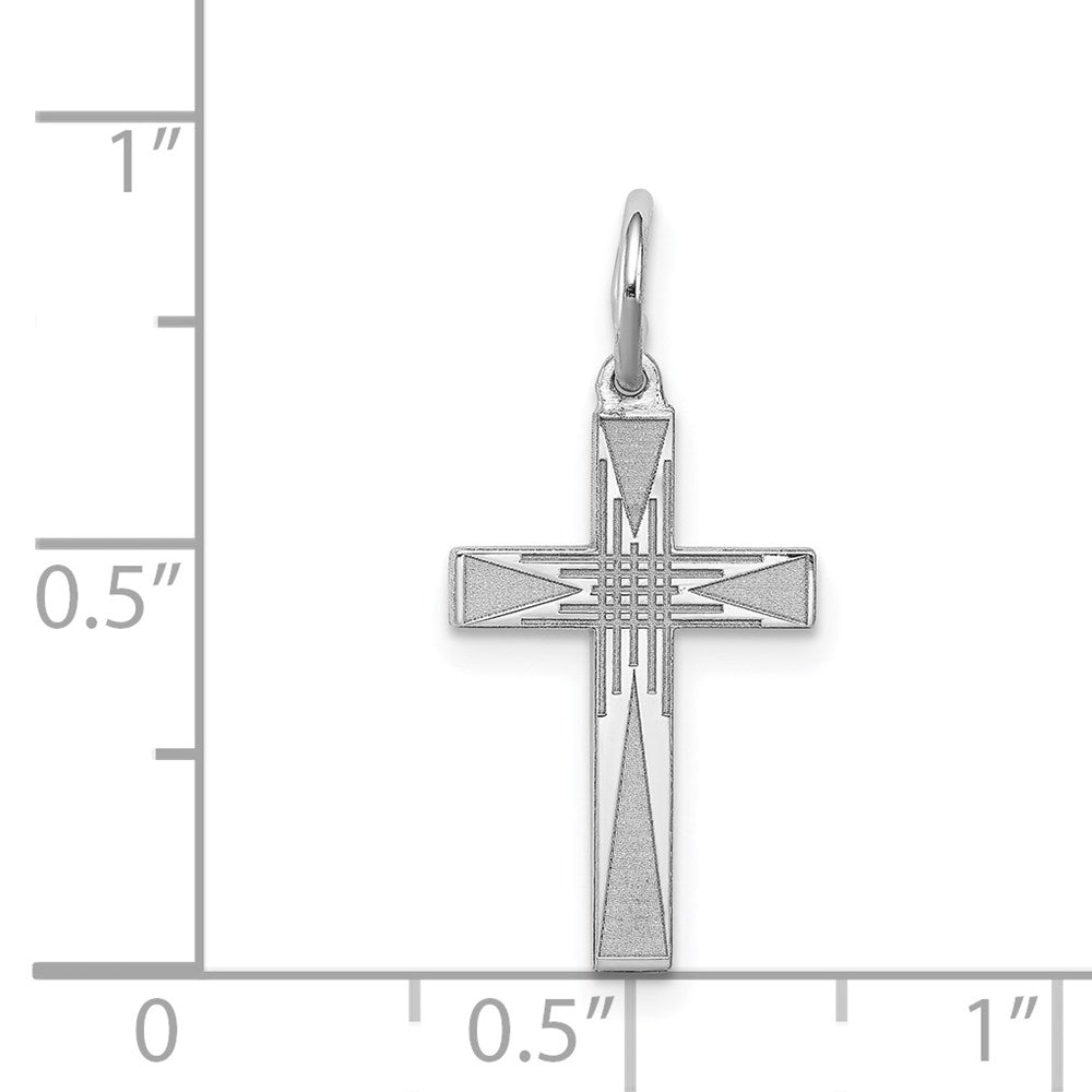 Sterling Silver Rhodium-plated Laser Cut Cross Charm