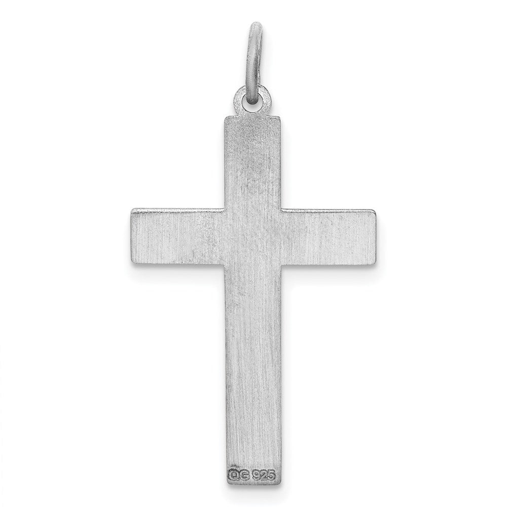 Sterling Silver Rhodium-plated Laser Cut Cross Pendant