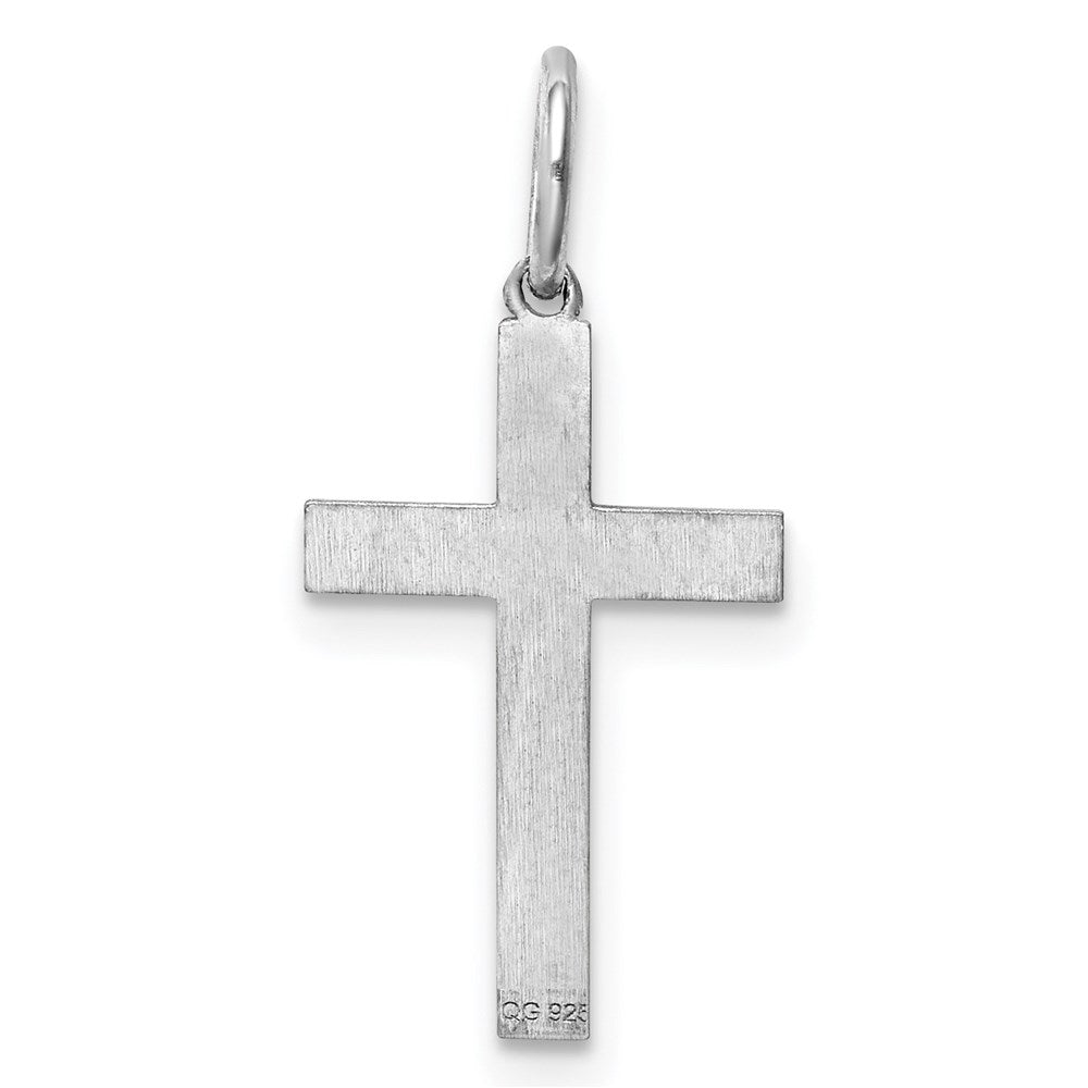 Sterling Silver Rhodium-plated Laser Cut Cross Charm