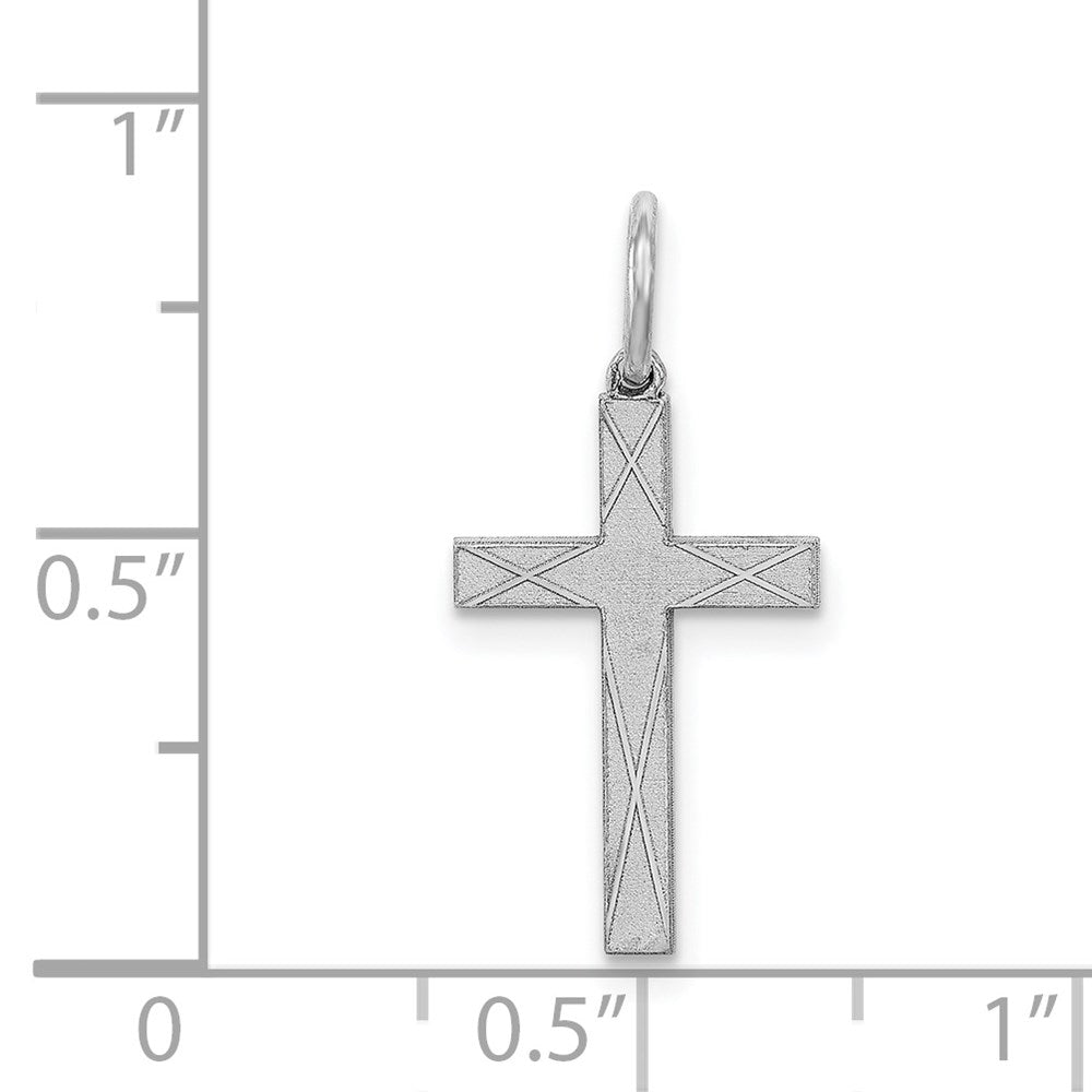 Sterling Silver Rhodium-plated Laser Cut Cross Charm