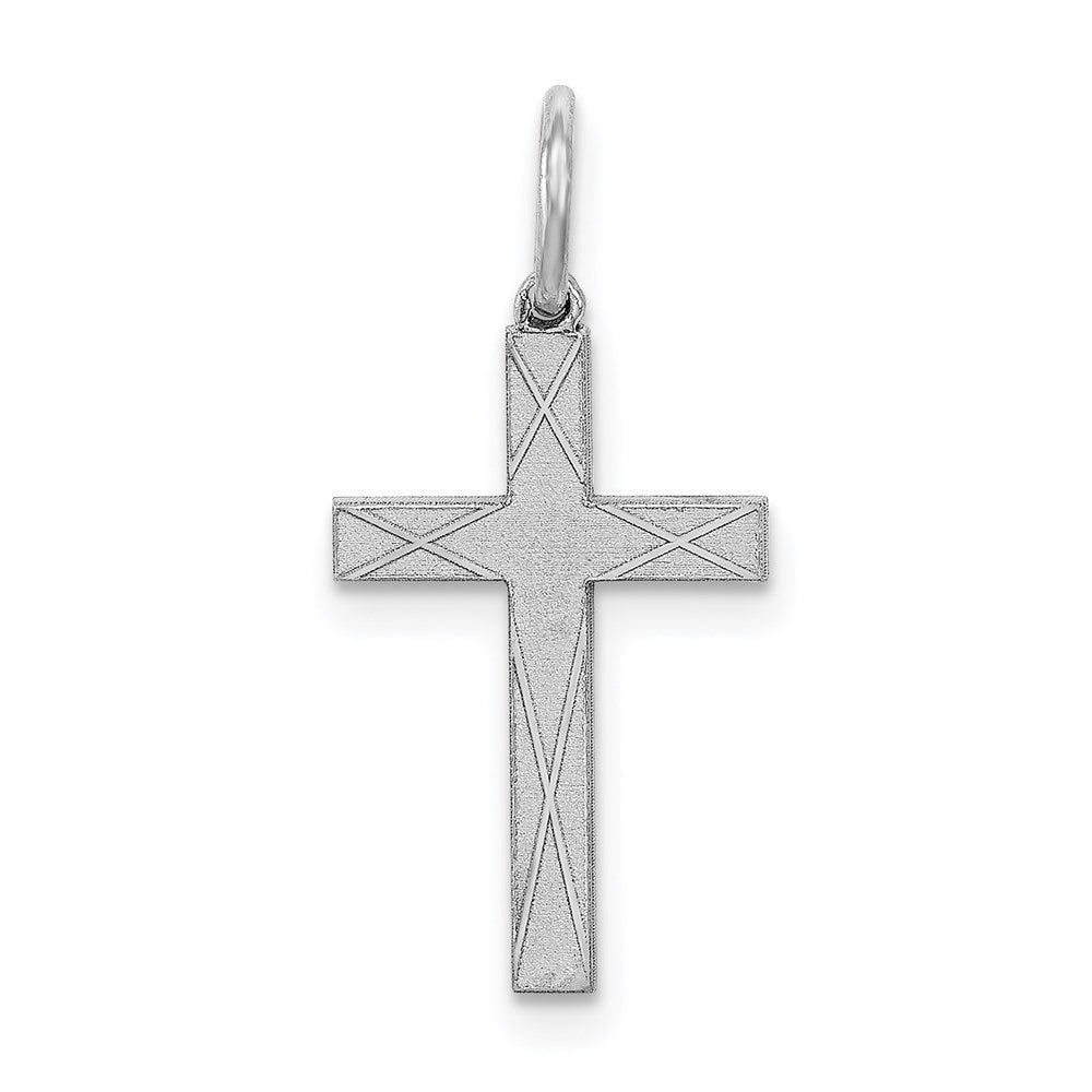 Sterling Silver Rhodium-plated Laser Cut Cross Charm